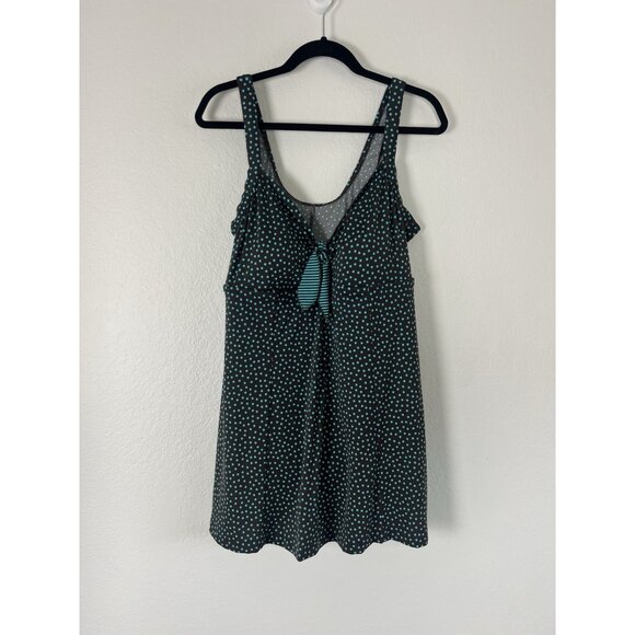 Maxine of Hollywood Vtg Plus 22W One Piece Swimsuit Dress Brown & Teal Polkadot - Picture 1 of 11
